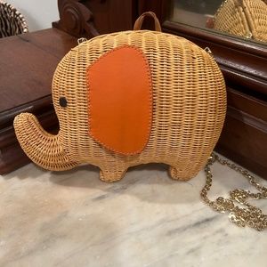 Serpui Baby Elephant Wicker Clutch Bag
